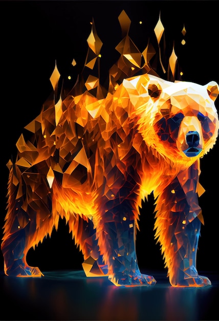 Impressão de urso ardente ou logotipo Ai renderizado