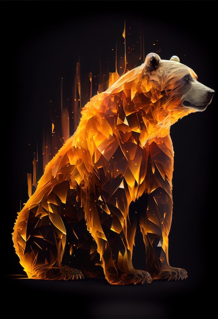 Impressão de urso ardente ou logotipo ai renderizado