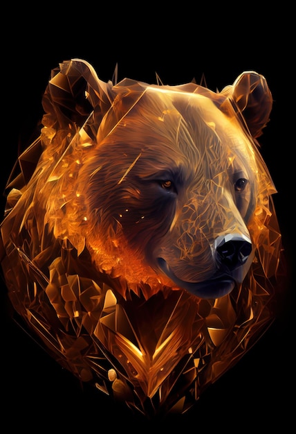 Impressão de urso ardente ou logotipo Ai renderizado