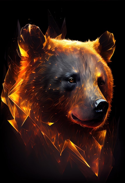 Impressão de urso de fogo ou logotipo Ai renderizado