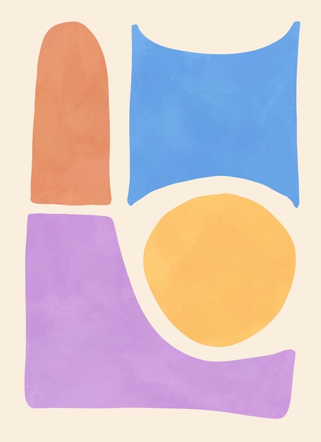 Impressão em tela de arte minimalista geométrica em blocos de cores coloridos pastel