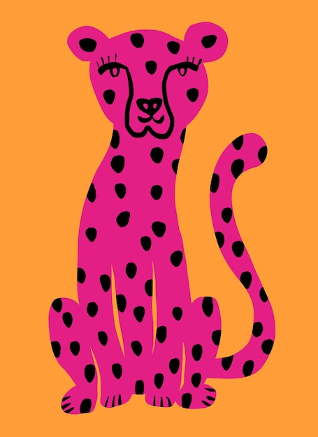 Impressão em tela para impressão em tela para impressão de ilustração de chita colorida fofa arte de leopardo tropical grande gato engraçado