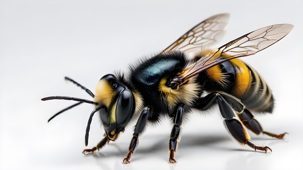 Foto impressionante abelha em voo incrível polinizador macro fotografia
