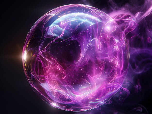 Impressionante bolha de plasma luminescente com gás ionizado e P Texture Art Wallpaper Background