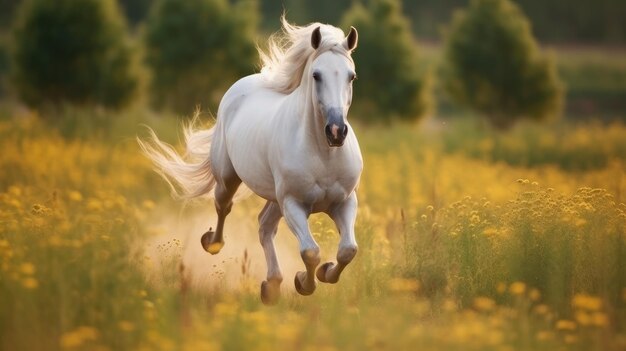 Impressionante cavalo árabe a galopar pelo campo _34xjpg