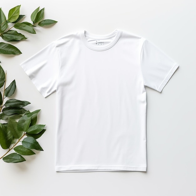 Impressionante design de maquete de camiseta em branco na frente da cor branca