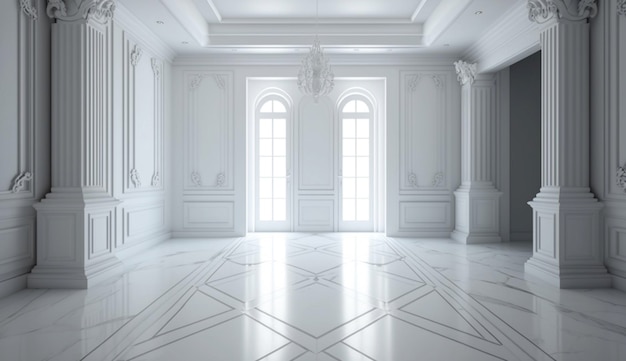 Impressionante design de piso de mármore branco Generative Ai