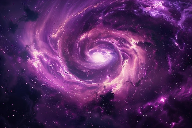 Impressionante efeito de galáxia espiral roxa com fundo estrelado