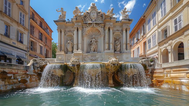 Impressionante Fonte da Rotonda na ensolarada paisagem urbana europeia