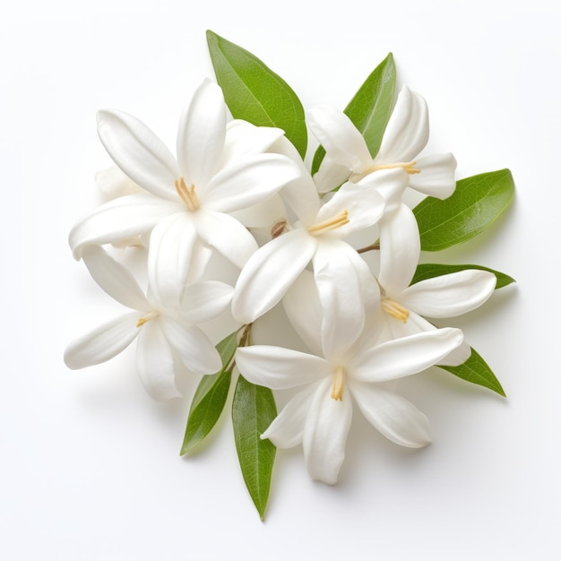 Impressionante foto de alta definição de Jasminum Officinale em fundo branco