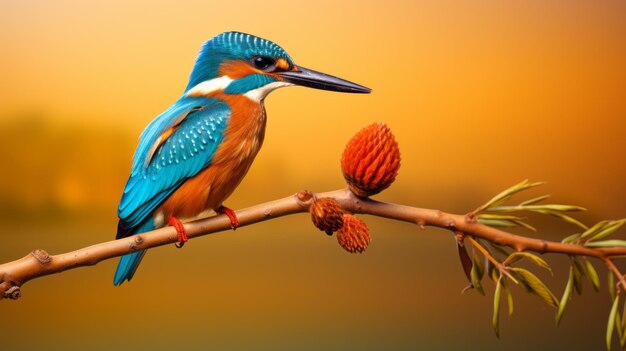 Impressionante foto de pássaro Kingfisher em ramo de cores vibrantes de alta resolução