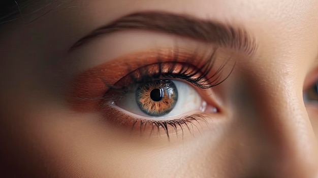 Impressionante foto macro de um olho de maquiagem natural