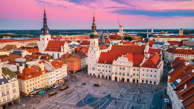 Foto impressionante horizonte aéreo da praça da prefeitura de tallinn com a antiga praça do mercado da estônia