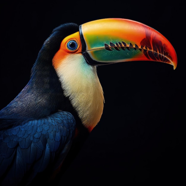 Impressionante ilustração colorida de retrato de pássaro feita com Generative AI
