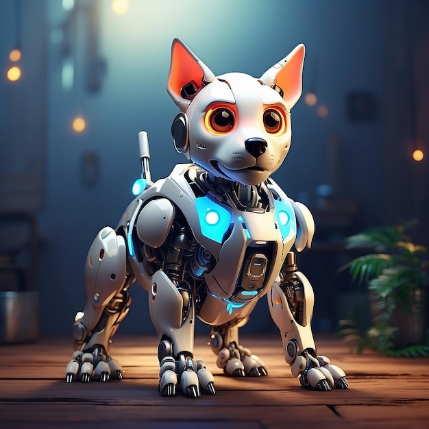 Impressionante ilustração de cão-robô mistura tecnologia e ternura