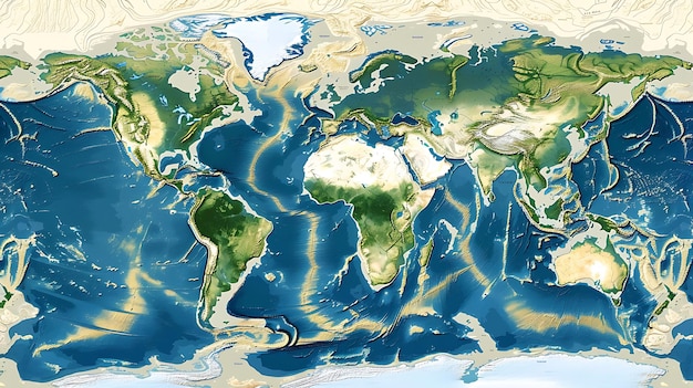 Impressionante mapa detalhado da superfície da Terra, incluindo fronteiras de países e grandes cidades.