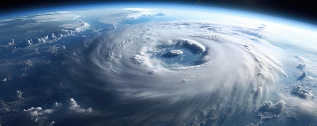 Foto impressionante vista aérea de um ciclone do espaço