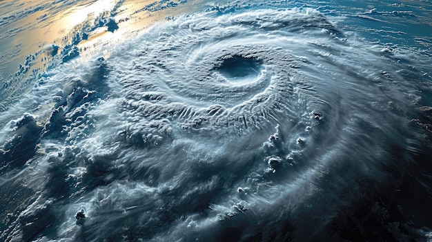 Impressionante vista aérea de um enorme ciclone tropical
