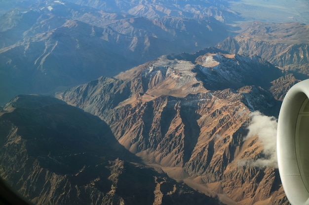 Impressionante, vista, de, cadeias montanhosas, visto, de, avião, chile, américa sul