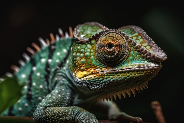 Impressionantes imagens macro de paisagem natural e um camaleão verde