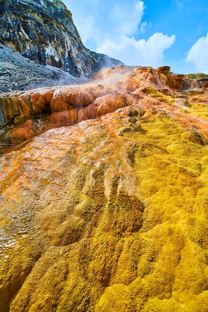 Impressionantes terraços de Mound Spring em Yellowstone