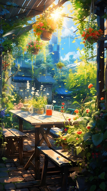 Impressionistische Manga-Kunst im Stil von Makoto Shinkai und Studio Ghibli Anime-Impressionismus