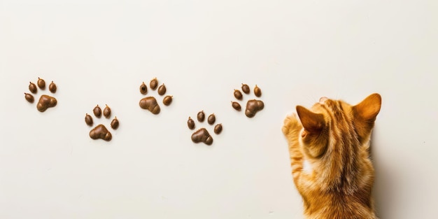 Impressões de patas de cão e gato