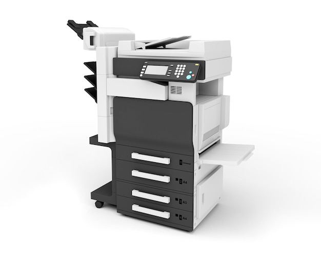 impressora de escritório 3D em fundo branco