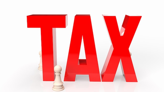 El impuesto rojo sobre fondo blanco para la representación 3d del concepto de negocio