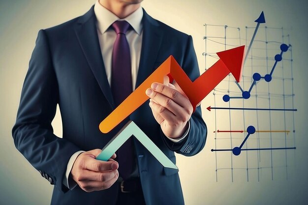 Foto impulsar o crescimento dos negócios, potenciar o sucesso financeiro com tendências positivas