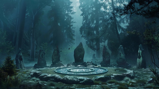 In den Tiefen eines mysteriösen Waldes versammelt sich ein Kreis von Druiden um einen steinernen Altar, der mit