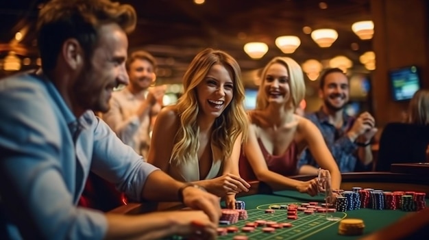 In einem Casino wird generative KI für Roulette- und Pokerspiele verwendet, bei denen glückliche Menschen wetten