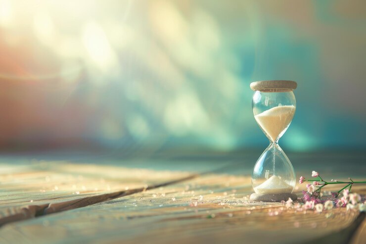 Foto in einem countdown zu einer frist mit kopierraum läuft sand durch eine sanduhr mit 39 glühbirnen, die die vergangene zeit messen