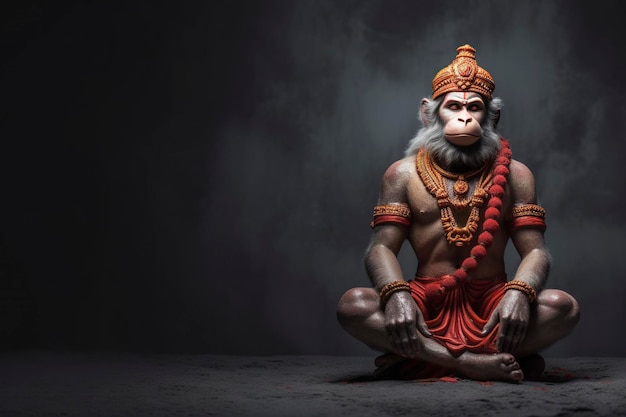 In einer faszinierenden Darstellung steht der göttliche Hanuman, der mutige hinduistische Affengott, als Beschützer von AI Generated