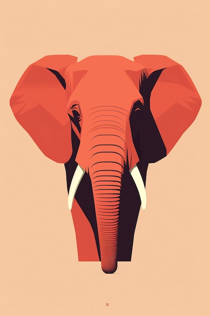 In rot-schwarzer Farbe ist ein Elefant mit rotem Gesicht dargestellt