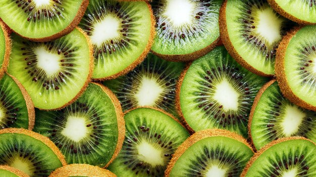 In Scheiben geschnittene Kiwis im Vollbildmodus als Hintergrund.