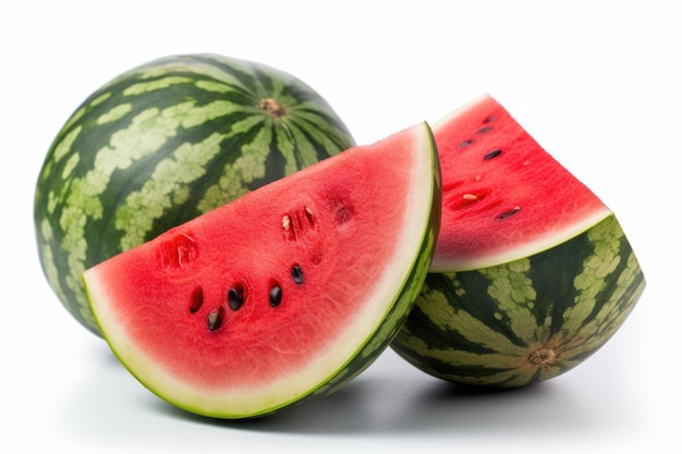 In Scheiben geschnittene Wassermelonen liegen auf einer weißen Oberfläche