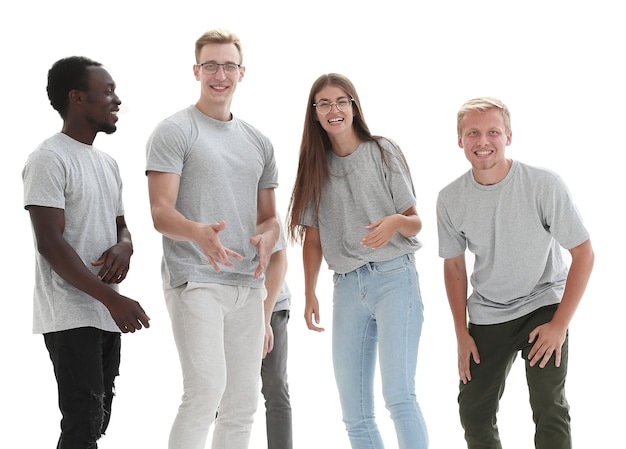 Foto in voller wachstumsgruppe diverse lebhafte junge leute