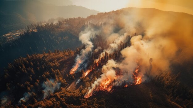 Un incendio en el bosque.