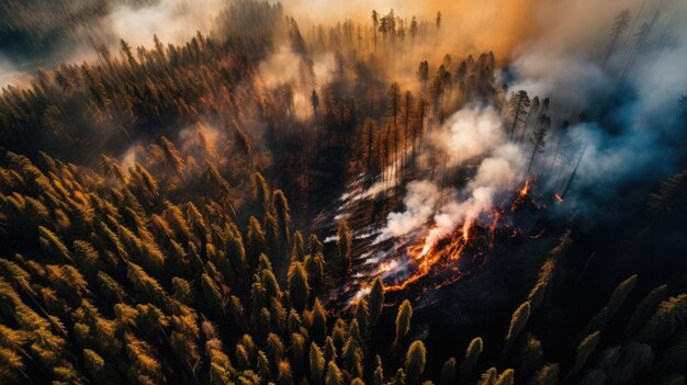 Foto un incendio en el bosque.