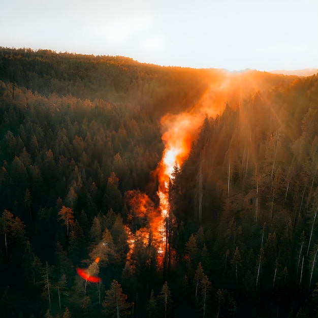 Incendio en bosques y generado