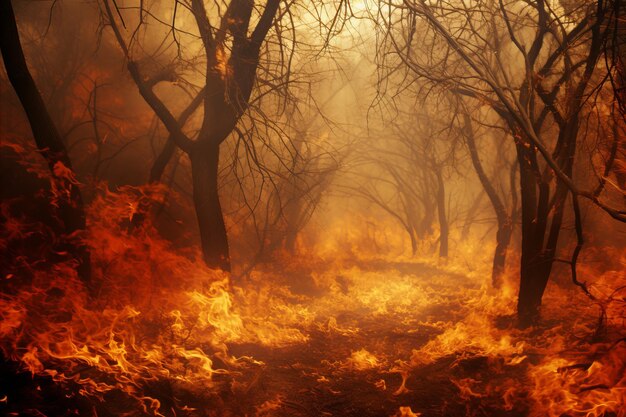 Un incendio catastrófico consume un majestuoso callejón forestal dejando un rastro de destrucción