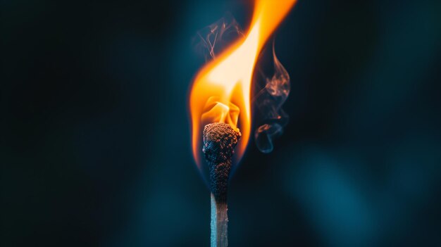 Incendio de cerillas con resplandor de fuego y humo