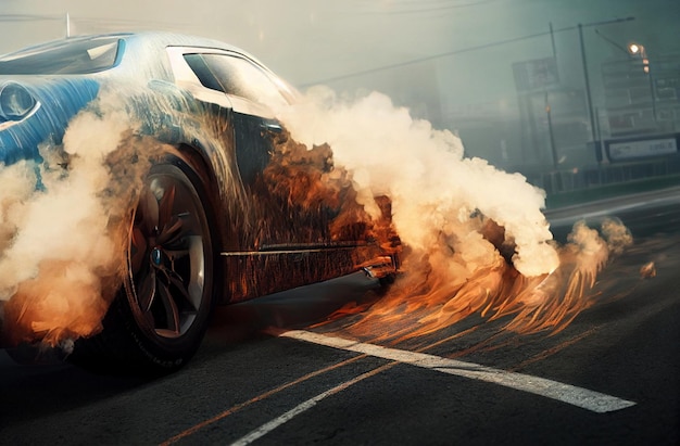 Incendio de coche, arte digital