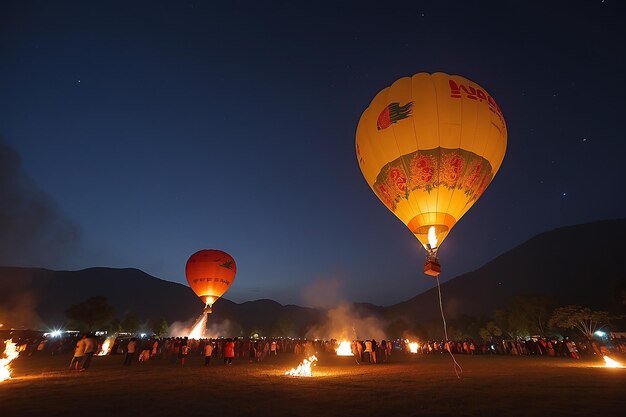 Foto incêndio de balão yeepeng no norte da tailândia chiangmai