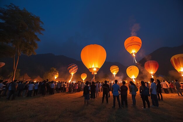 incêndio de balão yeepeng no norte da Tailândia Chiangmai