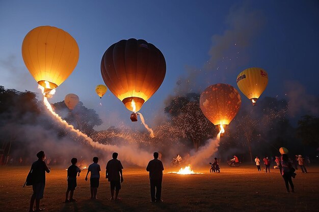 incêndio de balão yeepeng no norte da Tailândia Chiangmai