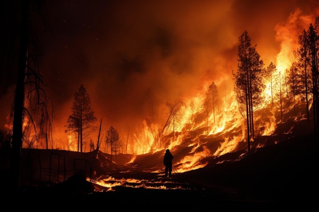 incêndio florestal incêndio engole bosques incêndio espalha-se selvagemente