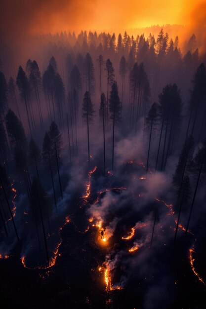 Foto incêndio florestal maciço dramático