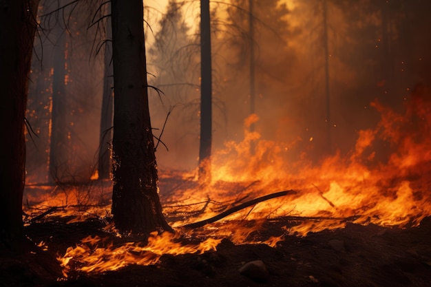 incêndio florestal maciço dramático